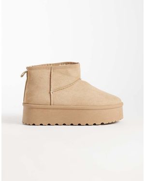 SEQWL Botas Bajas Con Plataforma Plana-Neutro