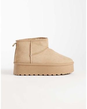 SEQWL Stivali Mini Color Sabbia Con Suola Flatform - Neutro
