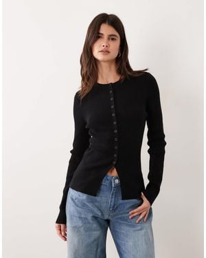 ASOS Fitted Rib Knit Longline Cardigan - Black