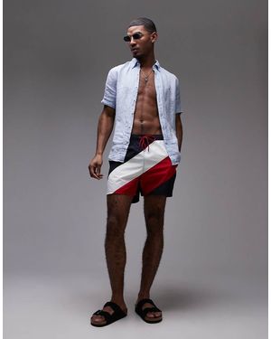 Tommy Hilfiger Zwemshorts Met Trekkoord En Diagonale Streep - Grijs