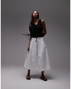 ARKET Maxi Skirt With Cinched Waist Pintuck Detail - Gray