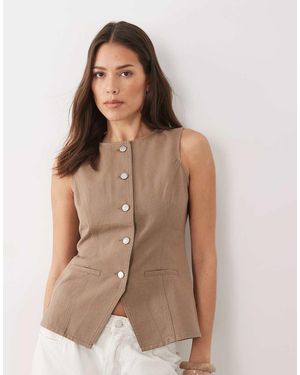 Threadbare Gilet Di Jeans Girocollo Moka - Marrone