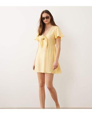 Vero Moda Crinkle Textured Woven Tie Front Mini Dress - Natural