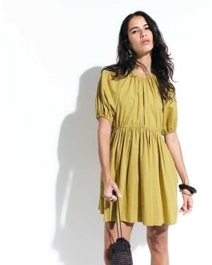 ASOS Poplin Smock Mini Dress With Channel Detail - Yellow