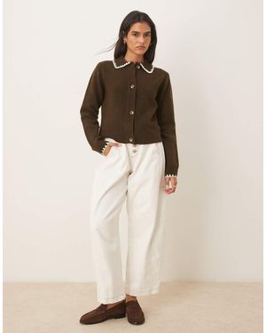 Threadbare Vest Met Kraag En Contrasterende Stiksels - Naturel
