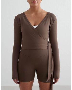 Aim'n Macchiato Shape Seamless Wrap Long Sleeve - Brown