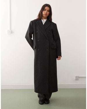 Weekday Logan Wool Blend Oversized Knee Length Coat - Black
