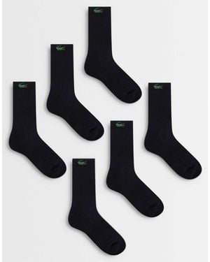 Lacoste Unisex 6 Pack Croc Logo Long Sports Socks - Black