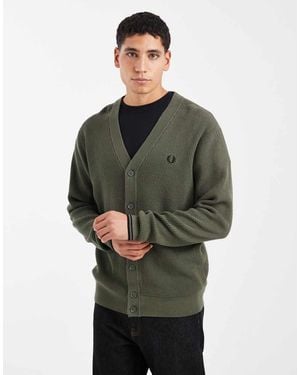 Fred Perry Cardigan Kaki A Nido D'Ape - Verde
