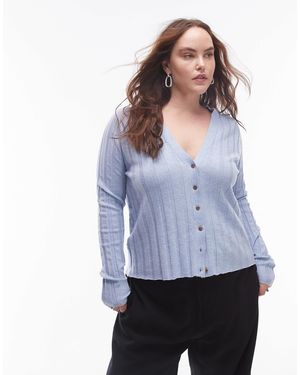 Mango Curve – gerippte strickjacke - Blau