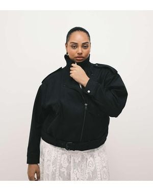 ASOS Asos Design Curve Oversized Leather Look Biker Jacket - Black