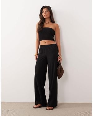 The Frolic Exclusive Elasticated Waist Wide Leg Pants - Black