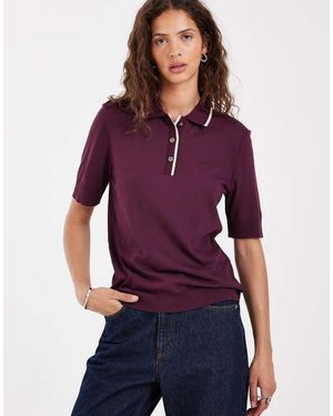 GANT Fitted Contrast Tipped Polo Shirt - Purple