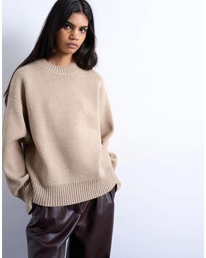 TOPSHOP – schlichter grobstrick-pullover - Schwarz