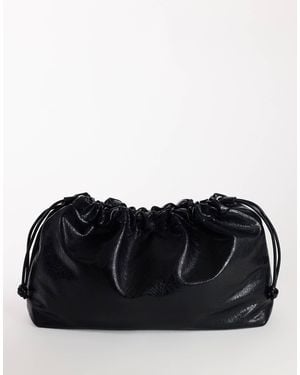 TOPSHOP Chloe Oversized Ruched Pouch Clutch Bag - Black