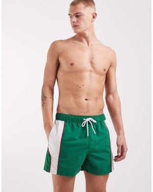 ASOS Short Length Swim Shorts With Sporty Panelling - Green