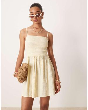 Brave Soul Mini-Jurk Met Bandjes En Gesmokte Buste - Naturel