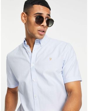 Farah Brewer Slim Fit Short Sleeve Shirt - Blue