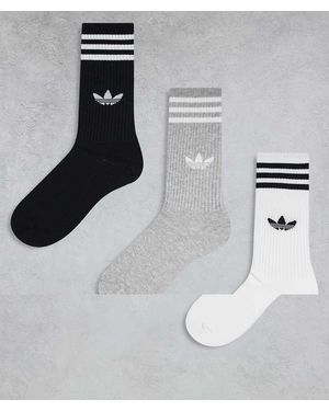 adidas Originals 3 Pack Solid High Crew Socks - Metallic