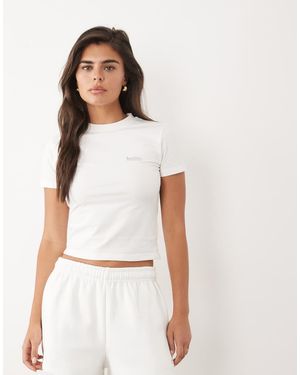 Kaiia Silver Hardware Logo Fitted Baby Tee - White