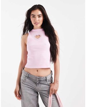 Miss Selfridge Top Rosa Sin Mangas Con Abertura En Forma De Corazón Con Strass De