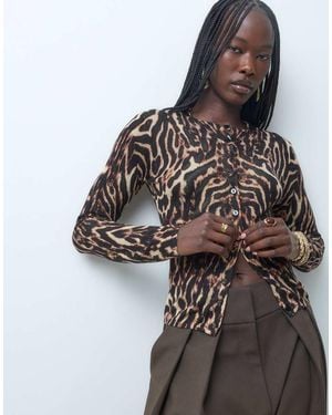 ASOS Cárdigan De Punto Fino Semitransparente Con Estampado De-Multi - Multicolor