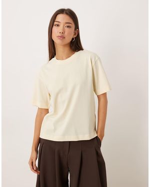 Gina Tricot Short Sleeve Boxy T-shirt - Natural