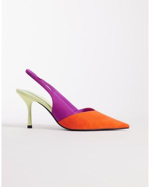 ASOS Zapatos Multicolores Destalonados De Tacón De Aguja De Antelina Sabrina De -Rubio - Rosa