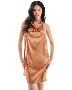 Object Halter Neck Mini Slip Dress - Brown