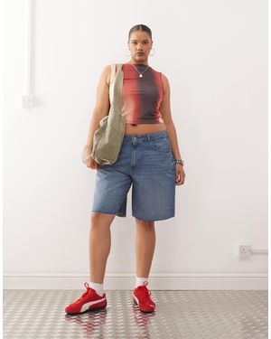 Noisy May High Waist Bermuda Denim Short - Blue