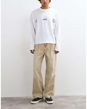 The Ragged Priest Skater Double Pleated Tapered Jeans - White