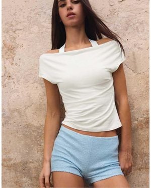 Stradivarius Mini Sequin Shorts - White