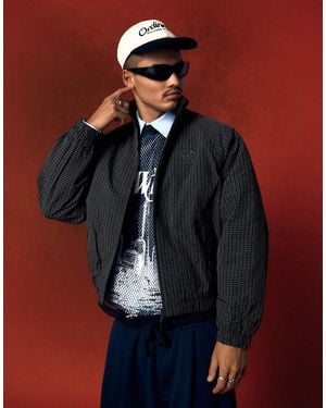 Bershka Check Zip-up Jacket - Black