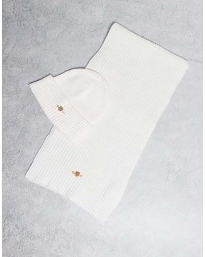 GANT Set De Regalo De Gorro Y Bufanda De Punto De Ochos De -Blanco