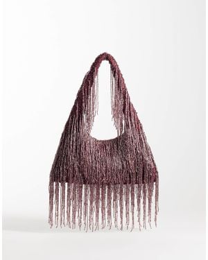 ASOS Premium Fringed Embellished Shoulder Bag - Purple