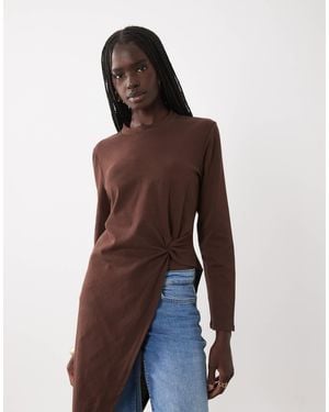 ASOS Long Sleeve With Aysm Top - Brown