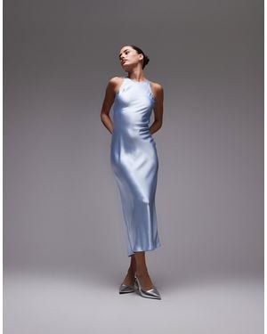 & Other Stories – satin-midikleid - Blau