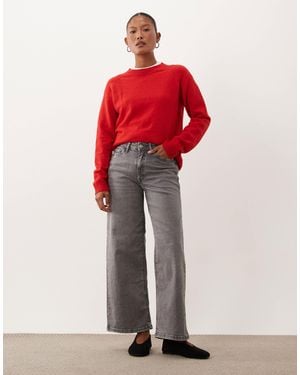 JDY Petite Felina High Waist Wide Leg Jeans - Red