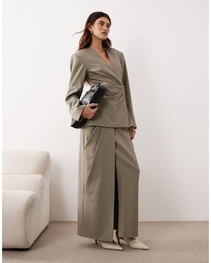 ARRANGE Draped Tailored Maxi Skirt - Natural