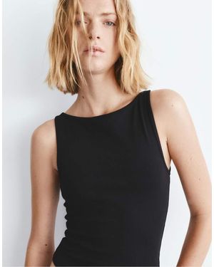 Pull&Bear Boat Neck Tank Top - Black