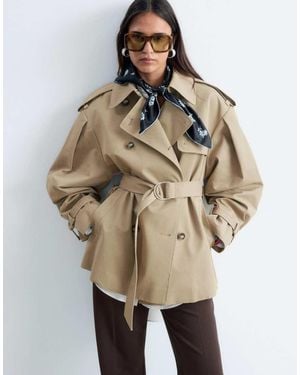 & Other Stories Short Cotton Belted Trench Coat - Natural