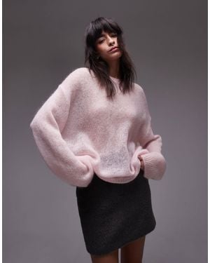 ARKET Sheer Mohair And Wool Blend Knitted Sweater - Pink