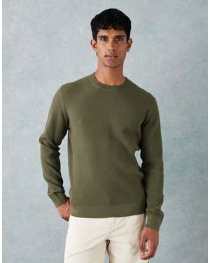 Mango Cotton Mix Knitted Crew Neck Jumper - Green