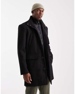 Threadbare High Neck Button Down Windbreaker With Hood - Black