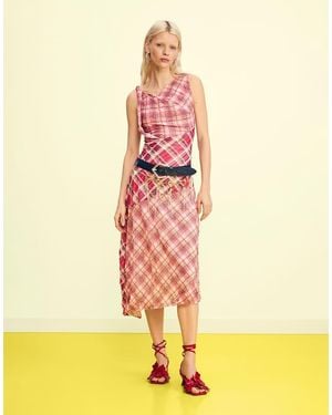 Desigual Checked Plaid Strap Dress - Yellow