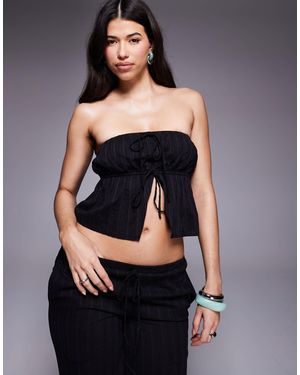 The Frolic – trägerloses, gebundenes strand-oberteil aus strukturiertem webstoff - Schwarz