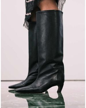 ASOS Candace Premium Pull On Chisel Toe Knee Boots - Black