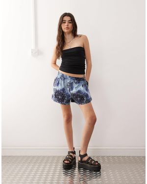 Monki Poplin Shorts - Blue
