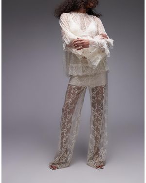& Other Stories Sheer Lace Pants With Scallop Hem And Fitted Hotpants - Gray