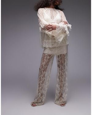 & Other Stories Sheer Lace Pants With Scallop Hem And Fitted Hotpants - Gray